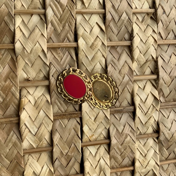 Red & Gold Stud Earrings - Picture 8 of 9